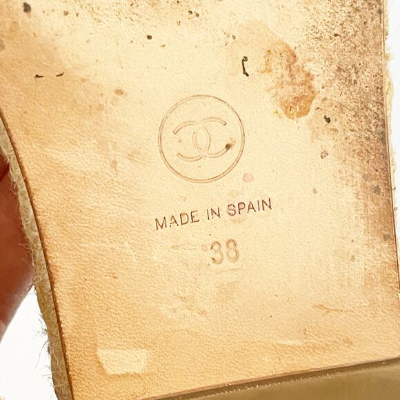 Chanel Pink Quilted Leather Chain CC Logo Espadrille Slide Sandals EU 38 - Picture 14 of 14